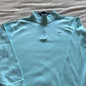 Vineyard Vines Men's Light Aqua Quarter-Zip Pullover